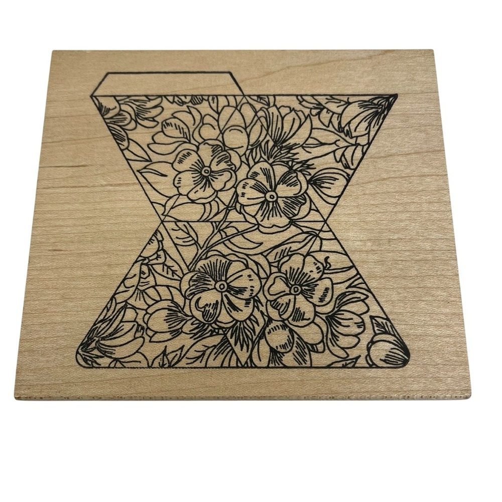 Paper Parachute Origami Rubber Stamp Mounted on Wood Pansy Design